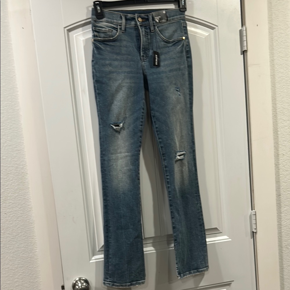 Express Brand new with tags Classic Blue Distressed Women bootcut Jeans Size 4R